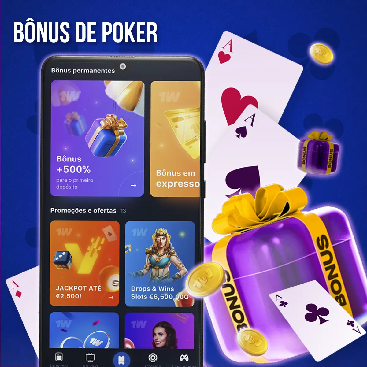 Ilustração histórica da área de promoções da 1win