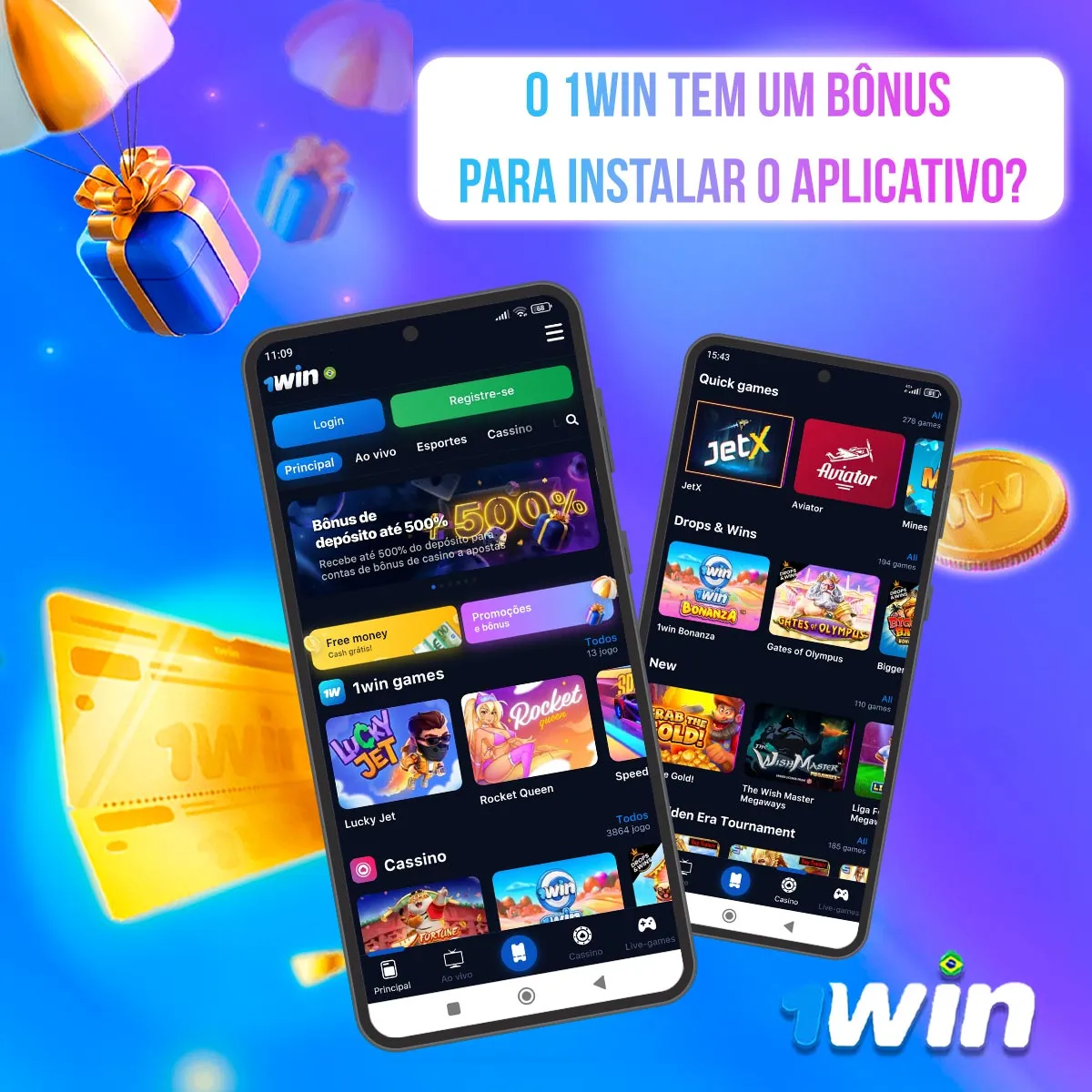 Ilustração histórica da área de promoções da 1win