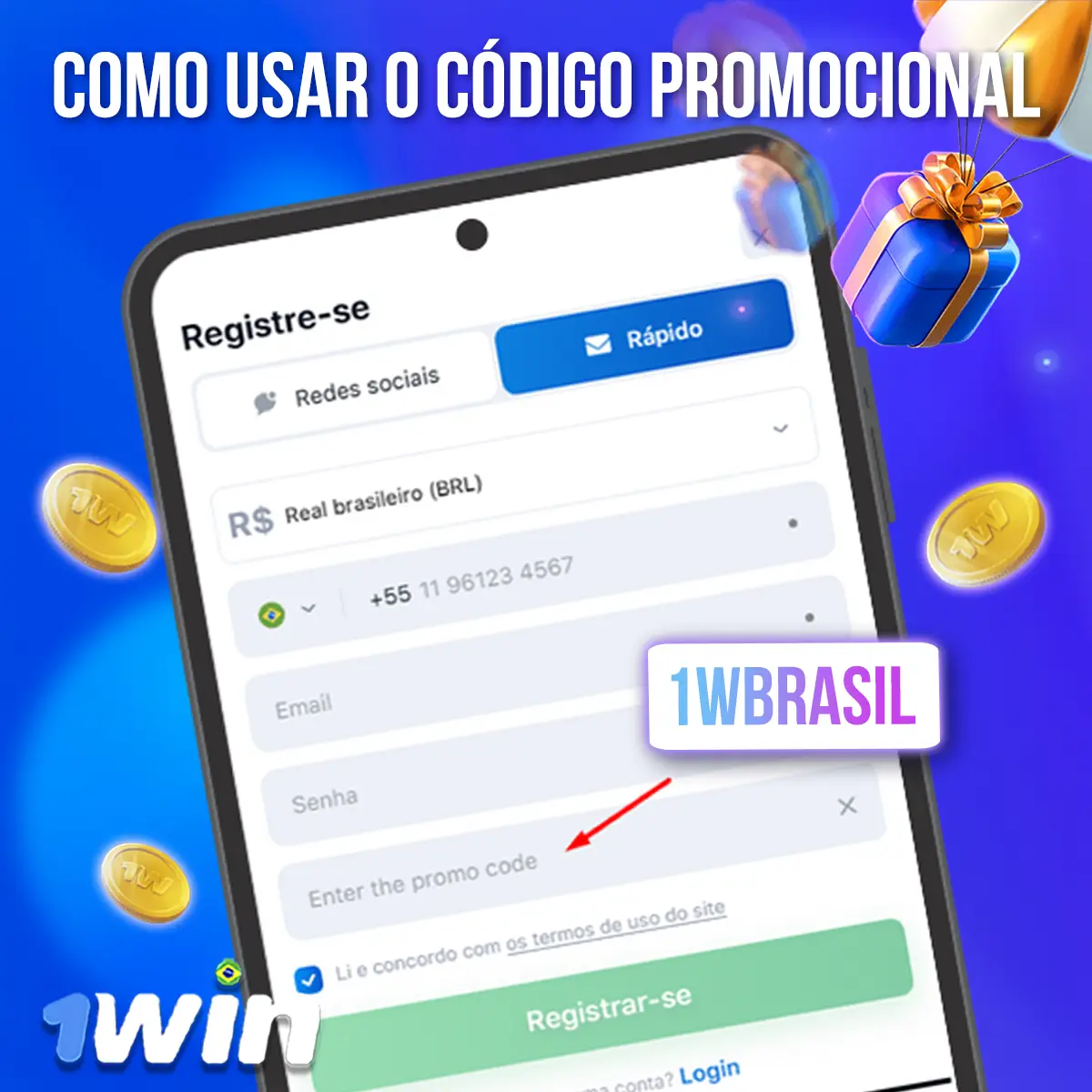 Illustrative form with a promotional code field
