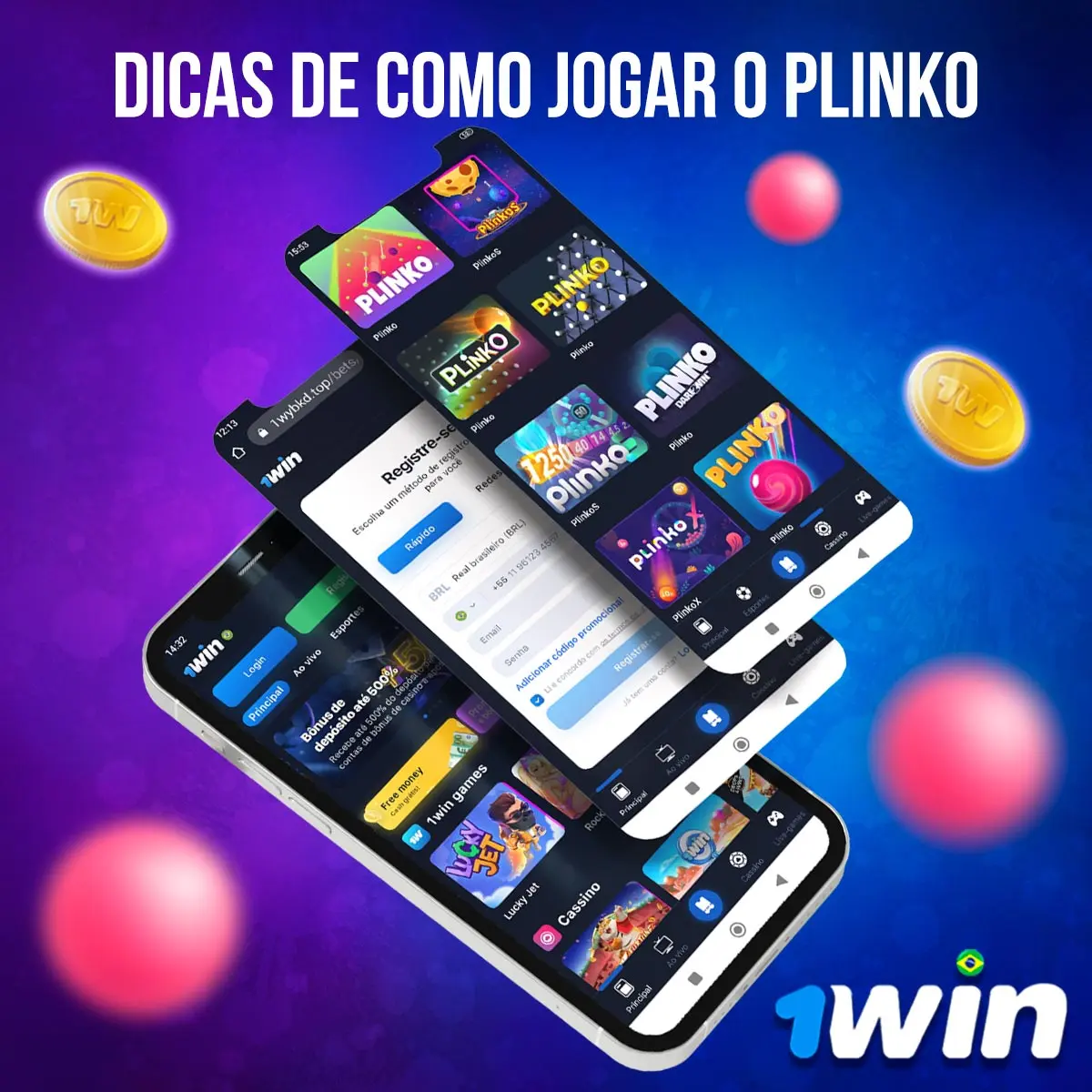 Montage showing the Plinko game interface on devices