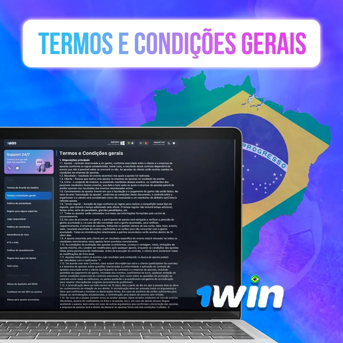 Information text screen with the Brazilian flag