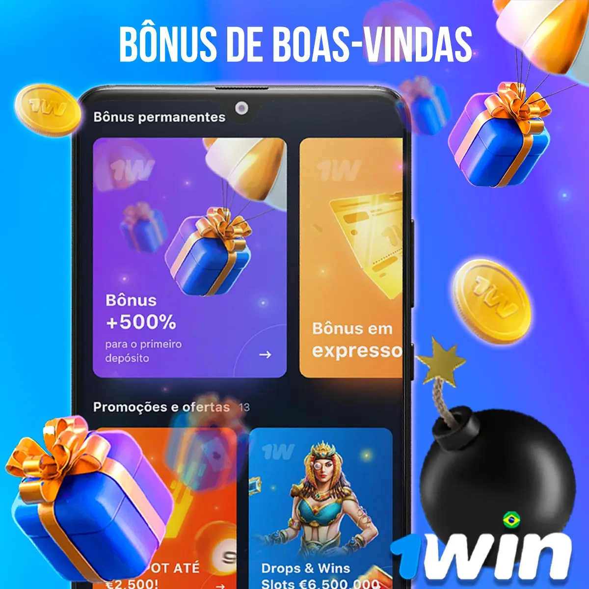 Ilustração histórica da área de promoções da 1win
