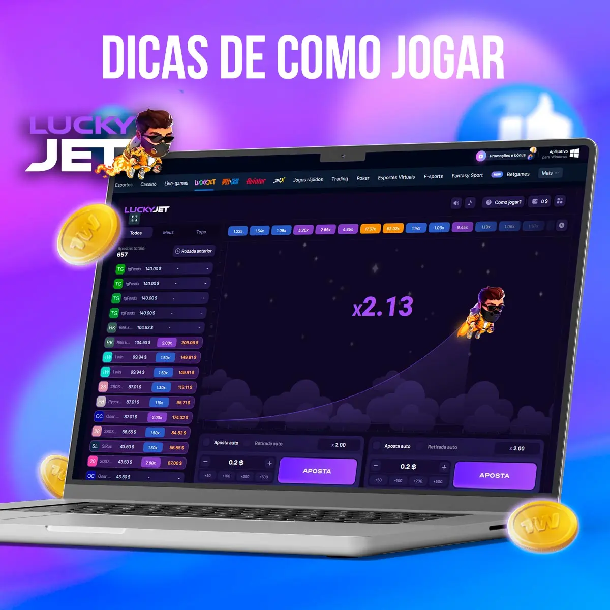 Composição com a interface do jogo Lucky Jet em dispositivos