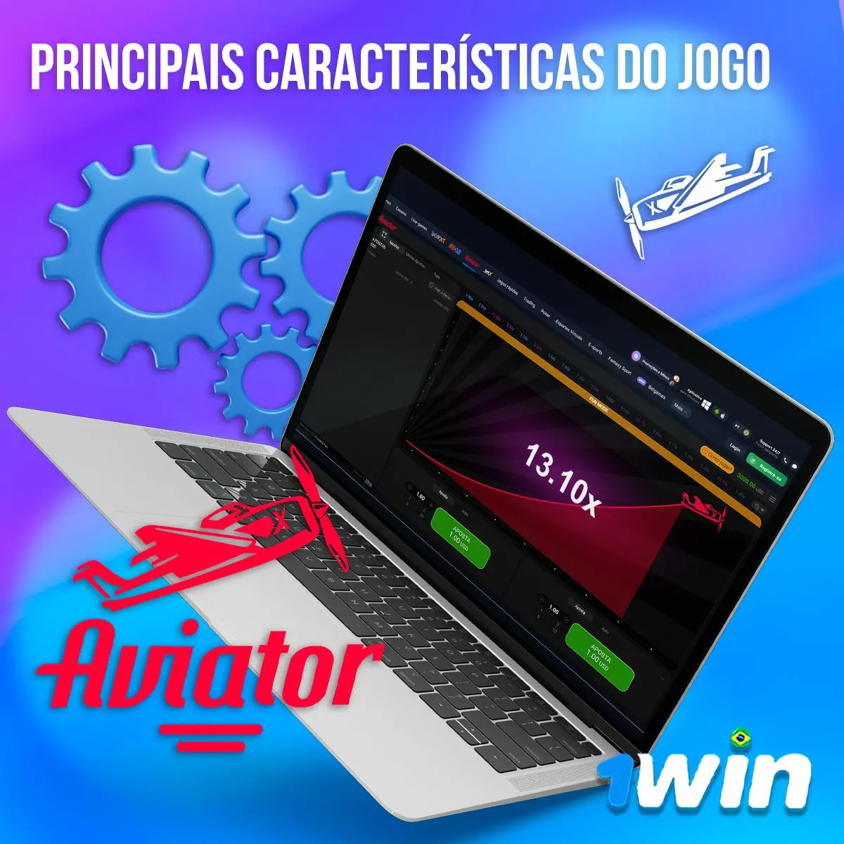 Composição com a interface do jogo Aviator em dispositivos