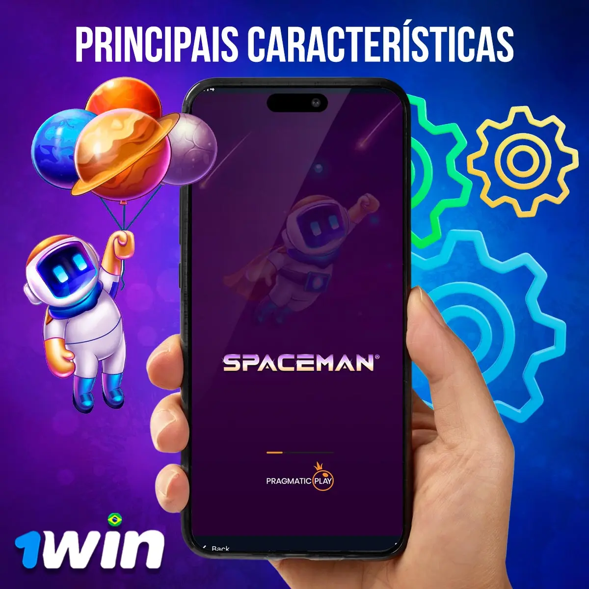 Composição com a interface do jogo Spaceman em dispositivos