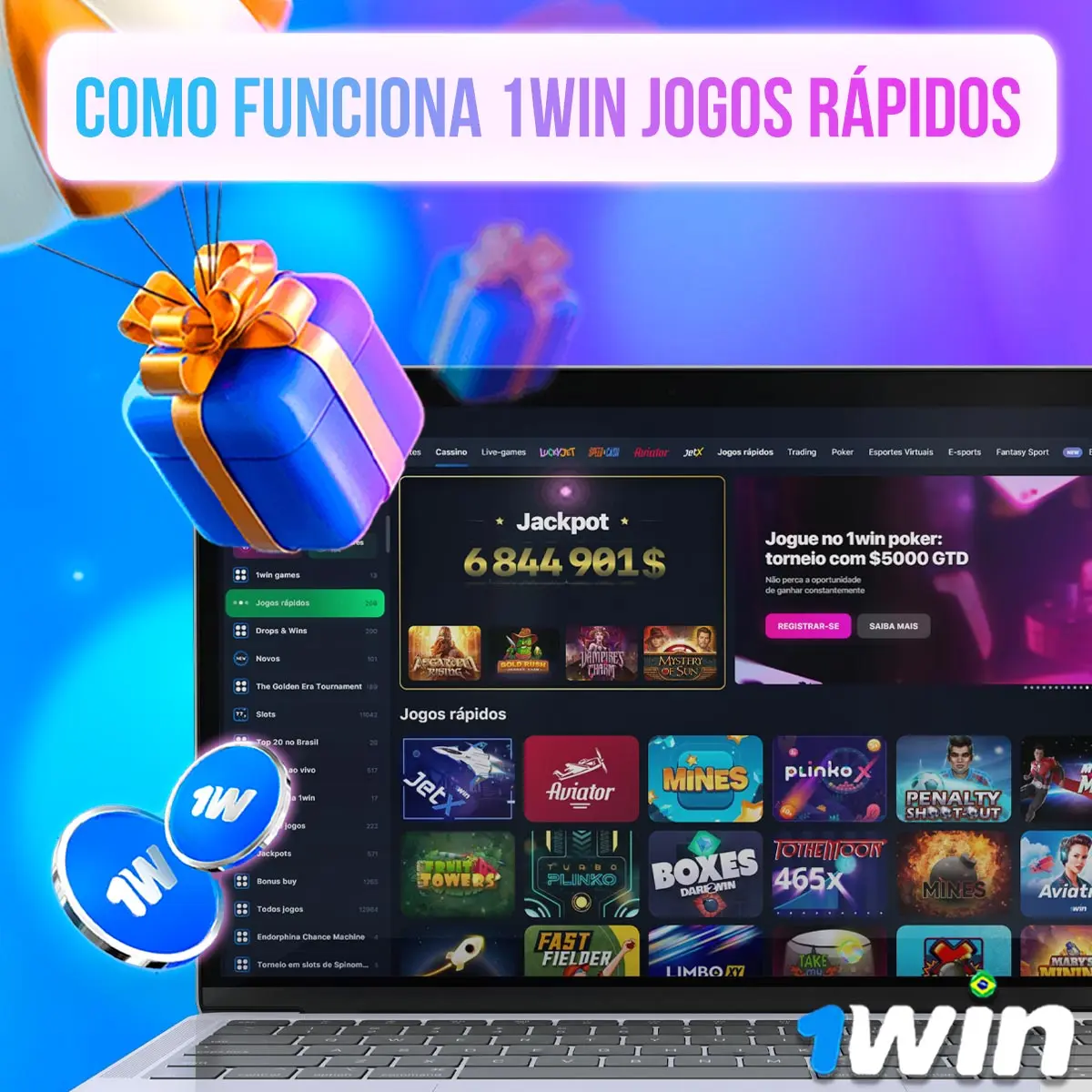 Montage of screens showing 1win game catalogue thumbnails