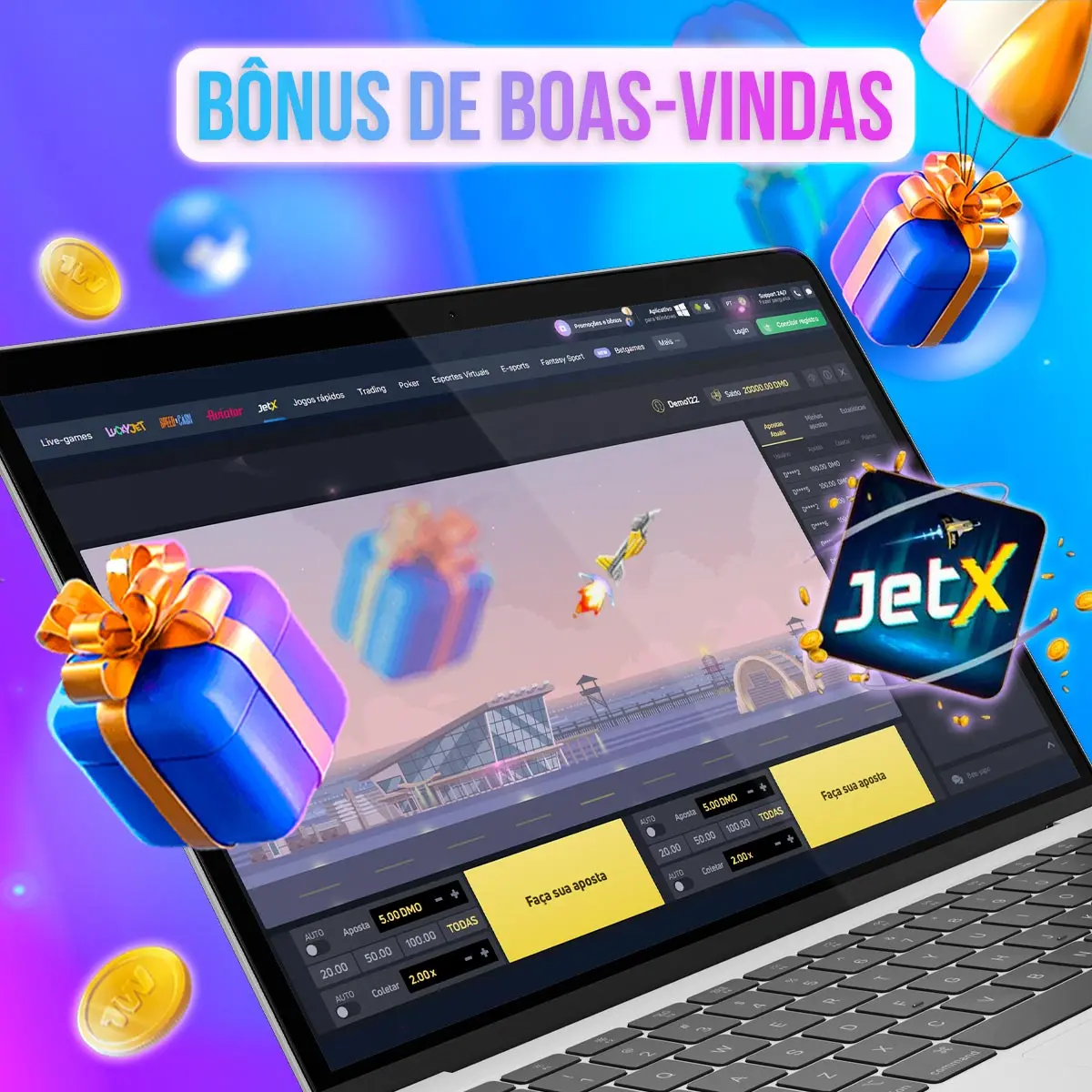 Ilustração histórica da área de promoções da 1win