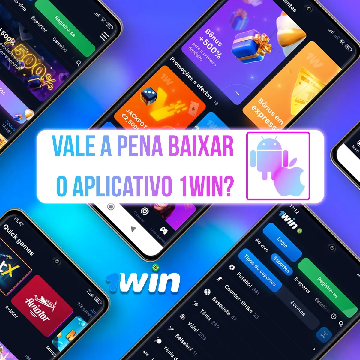 Composição de telas móveis da 1win