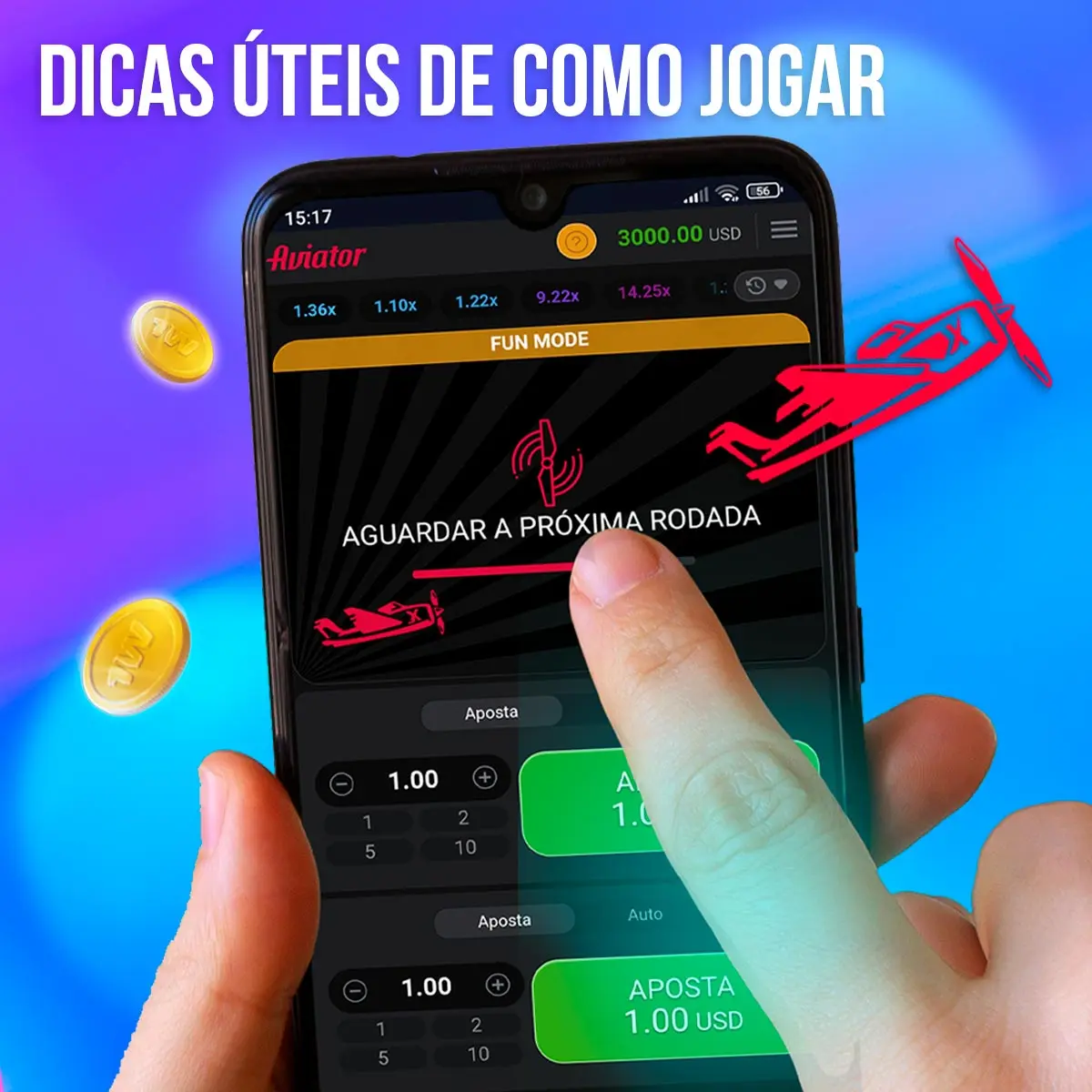 Composição com a interface do jogo Aviator em dispositivos