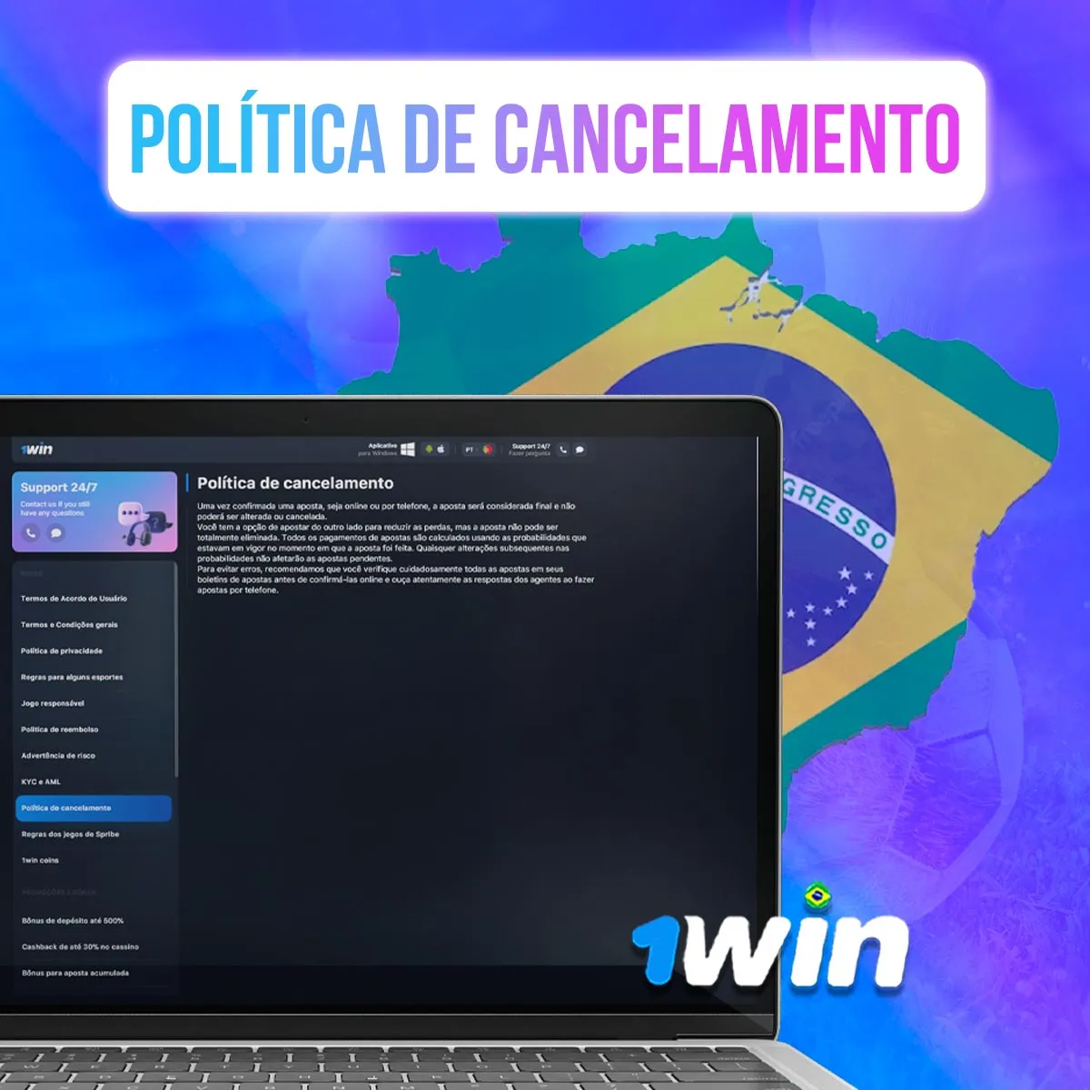 Information text screen with the Brazilian flag