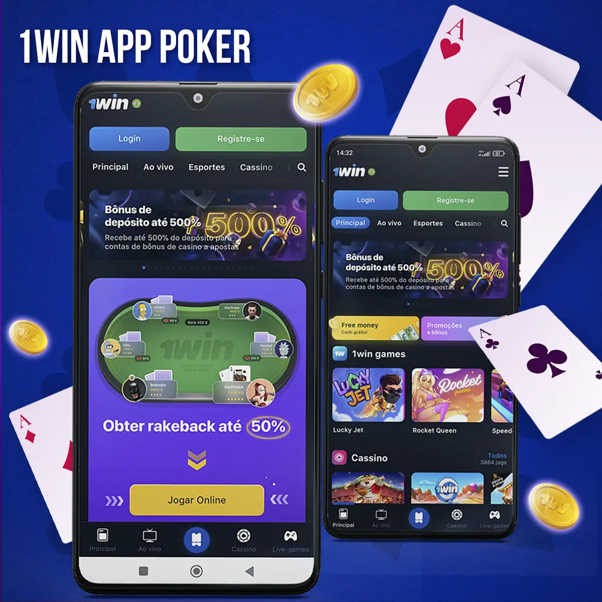 Telas de poker da 1win com cartas e fichas