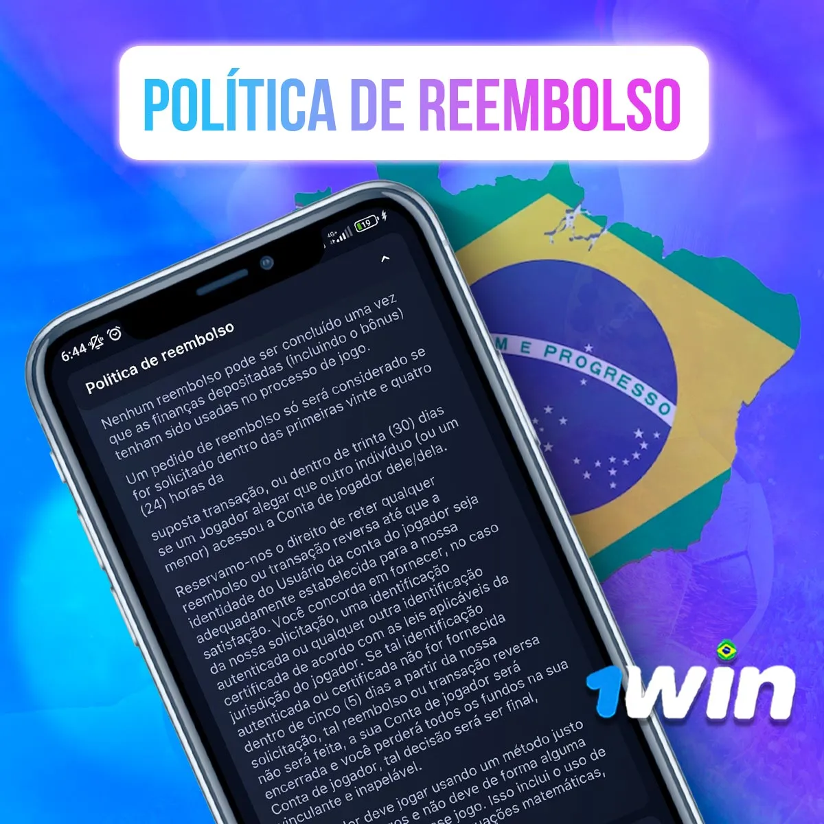 Information text screen with the Brazilian flag