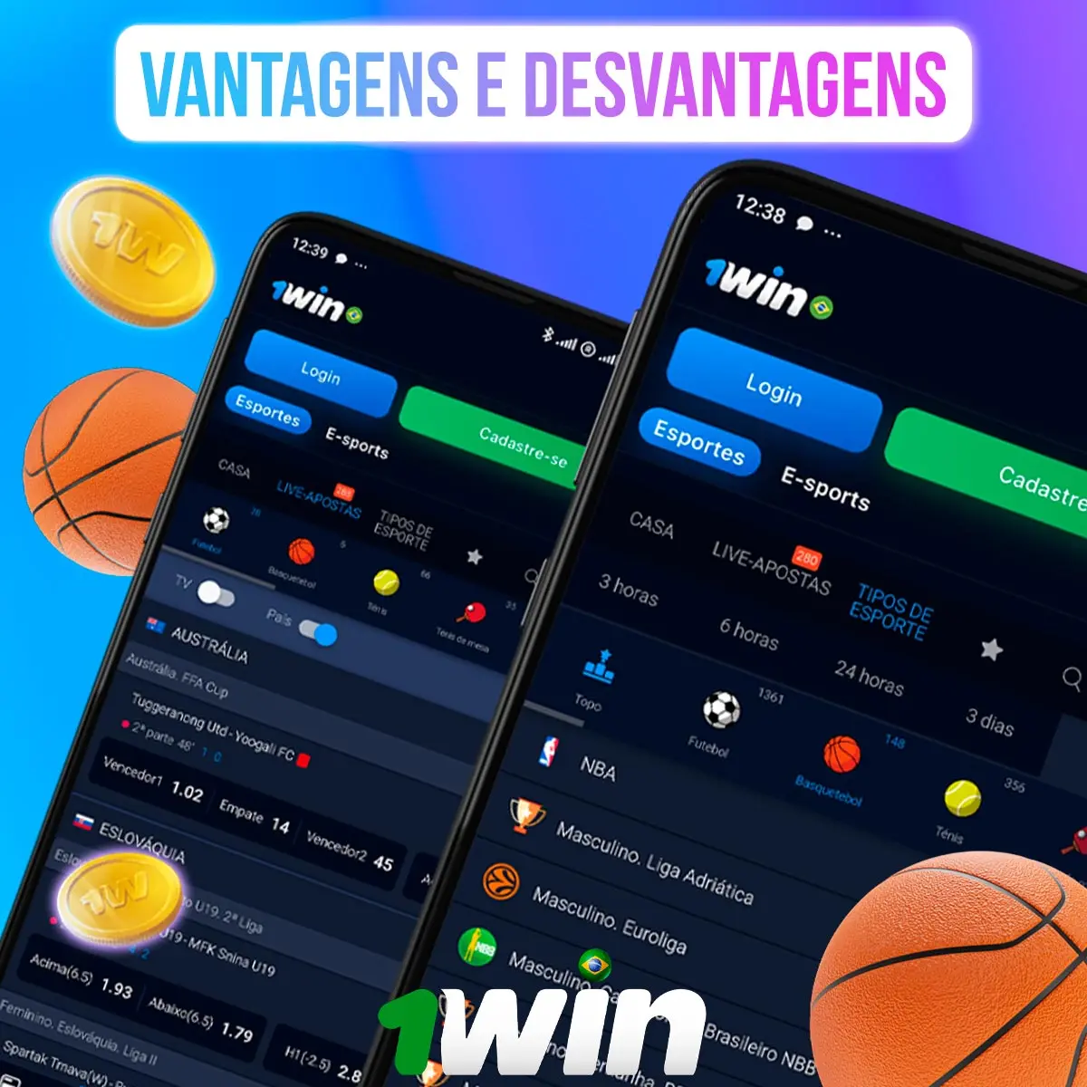 Montage of 1win basketball market screens