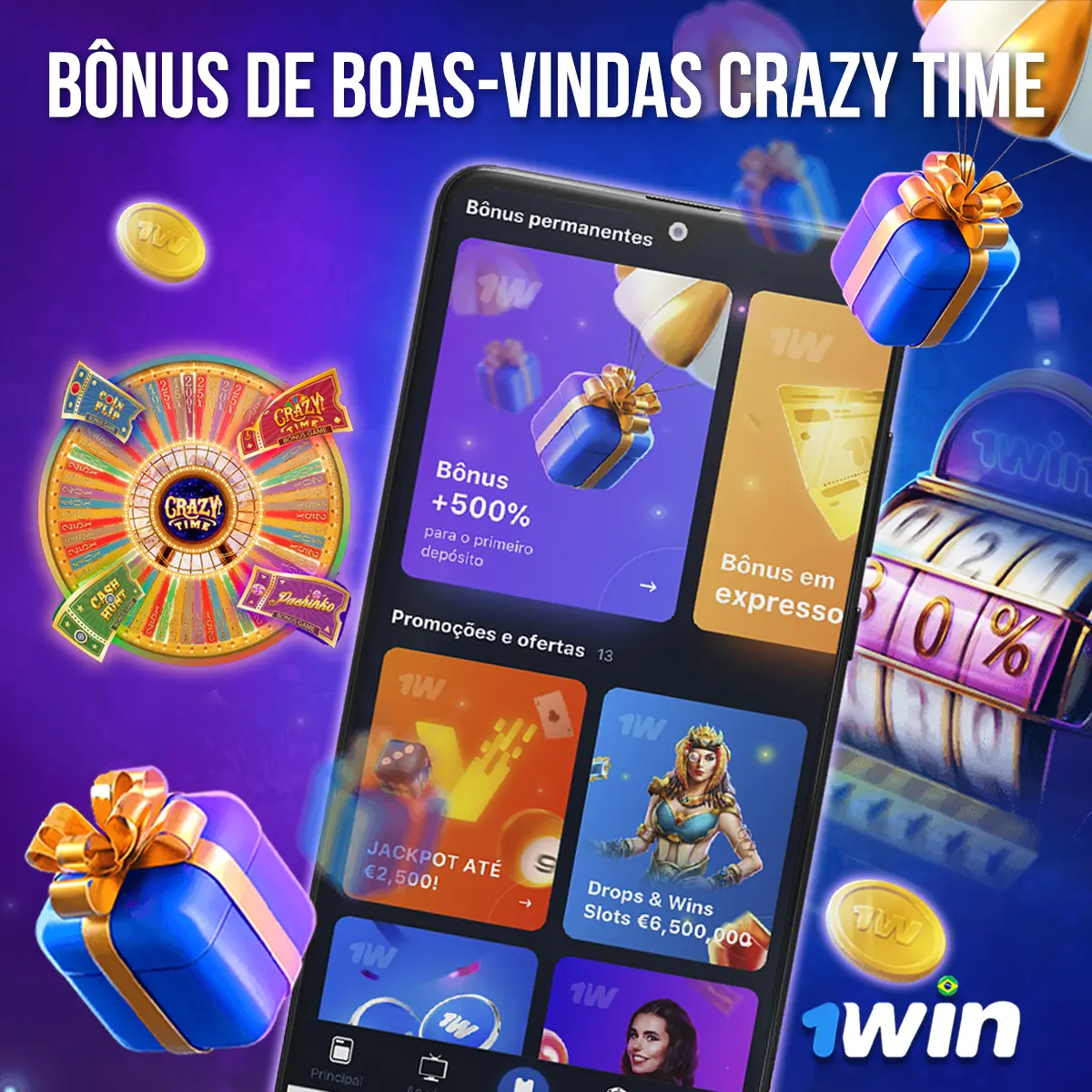 Ilustração histórica da área de promoções da 1win
