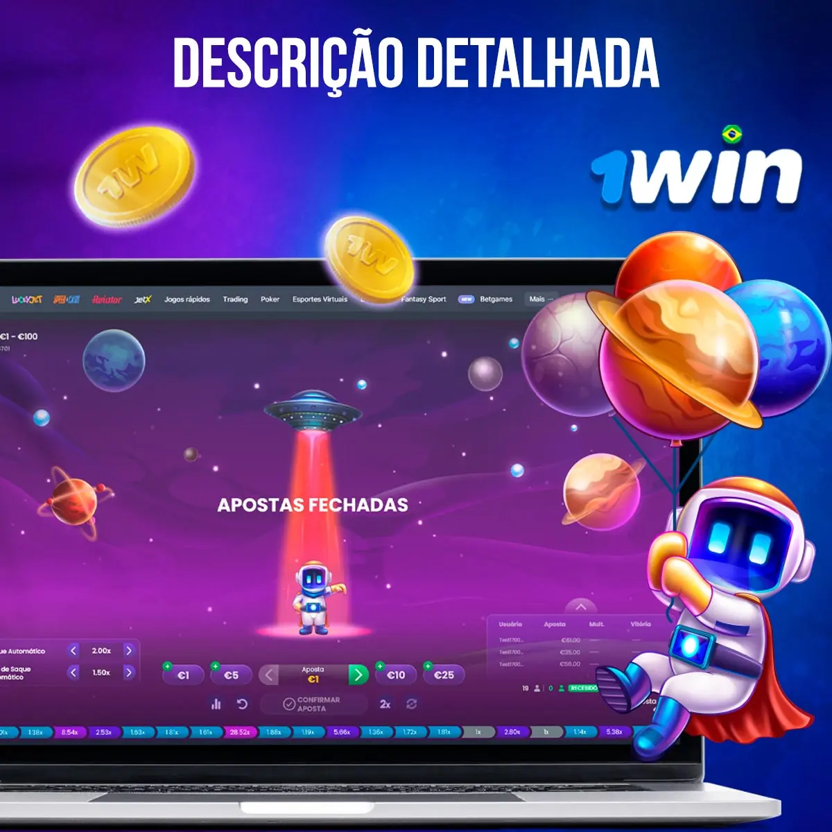 Composição com a interface do jogo Spaceman em dispositivos