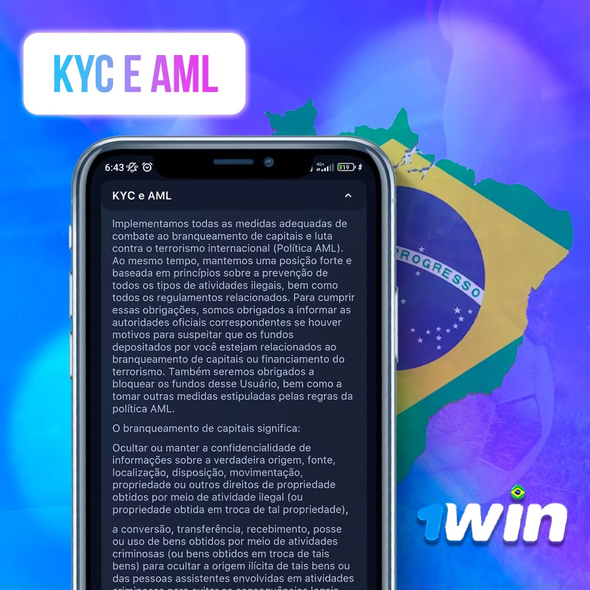 Tela de texto informativo com bandeira do Brasil