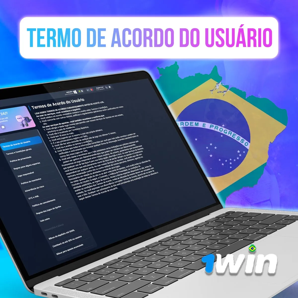 Information text screen with the Brazilian flag