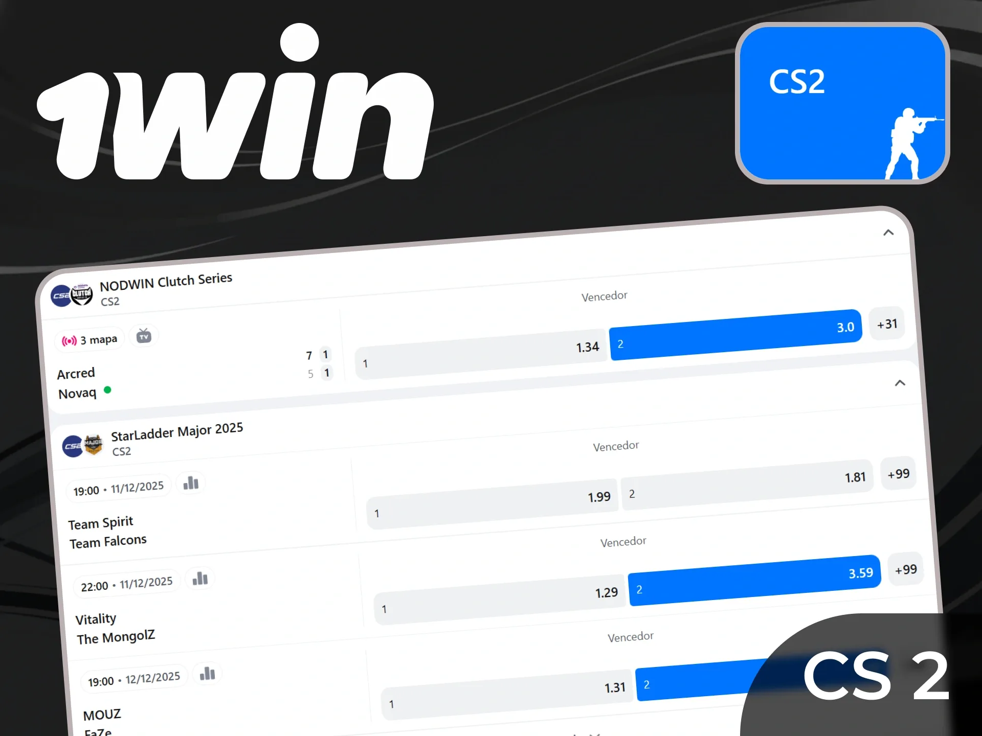 Partidas de Counter-Strike 2 organizadas por competição na 1win