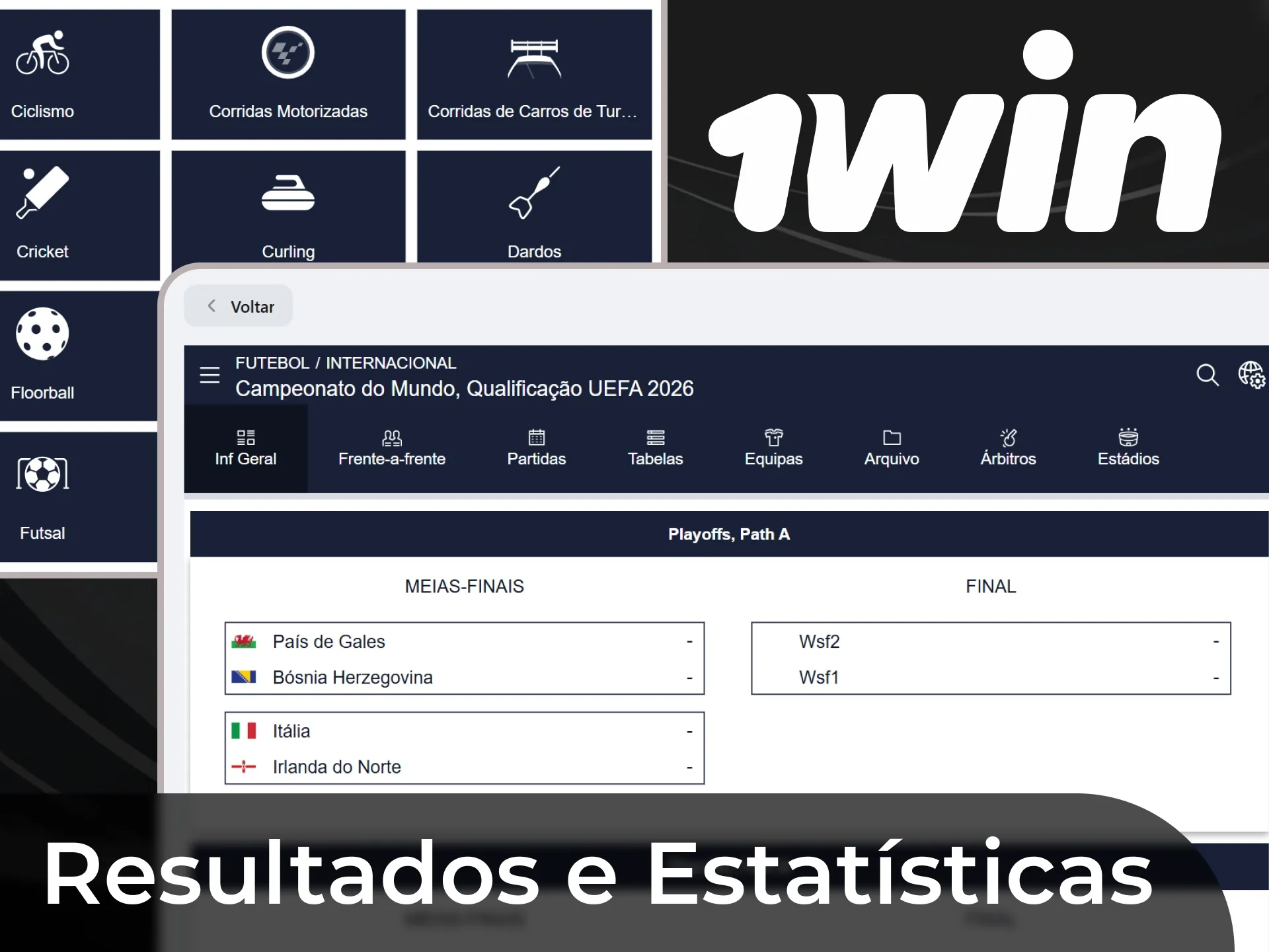Sport, country and competition filters in the 1win results section