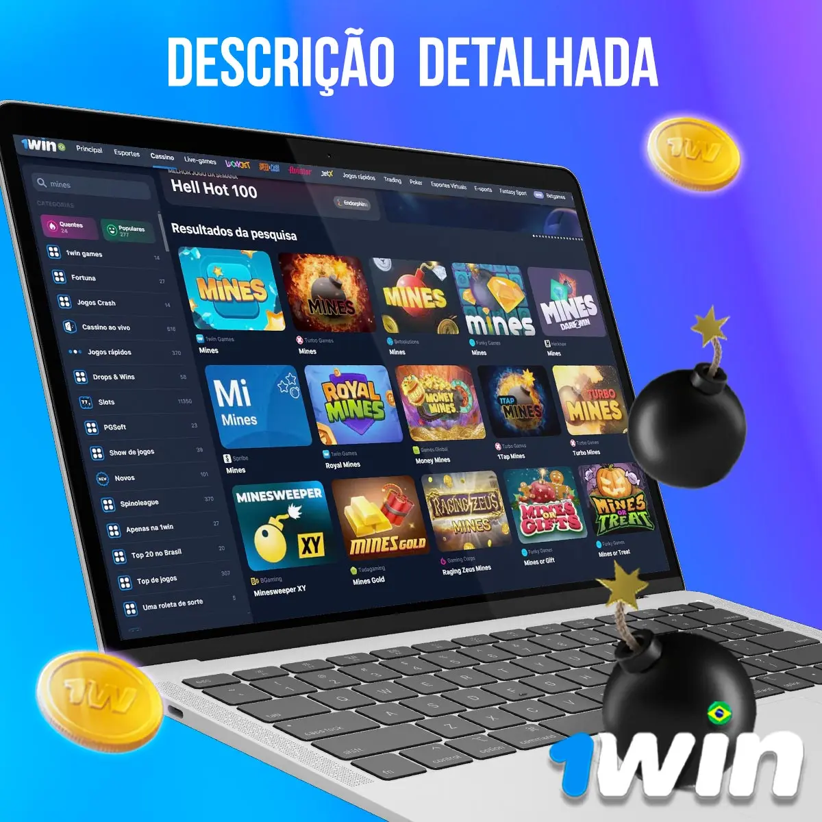 Composição com a interface do jogo Mines em dispositivos