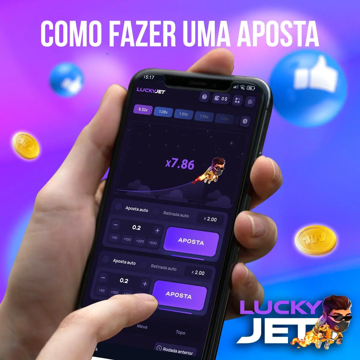 Composição com a interface do jogo Lucky Jet em dispositivos