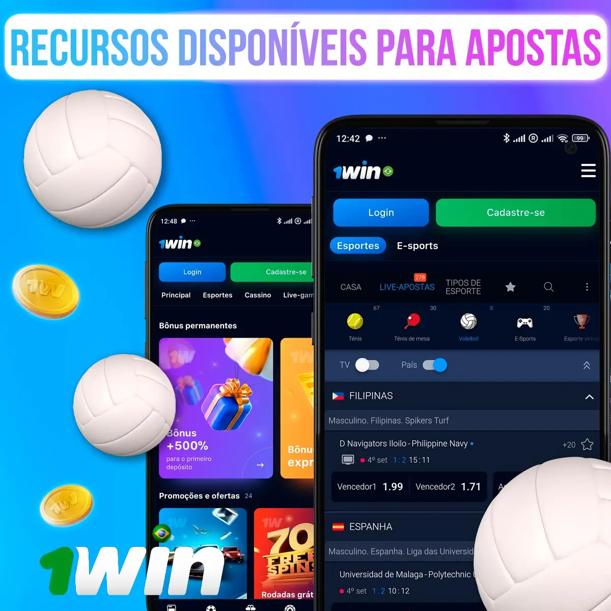 Composição com telas de mercados de vôlei na 1win