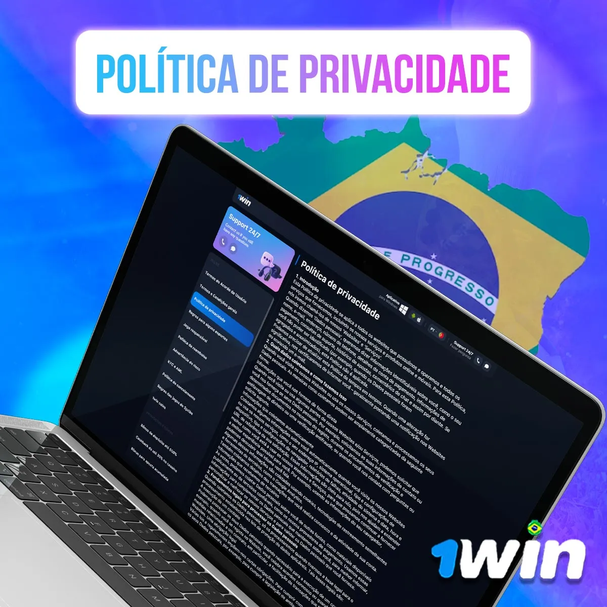 Information text screen with the Brazilian flag