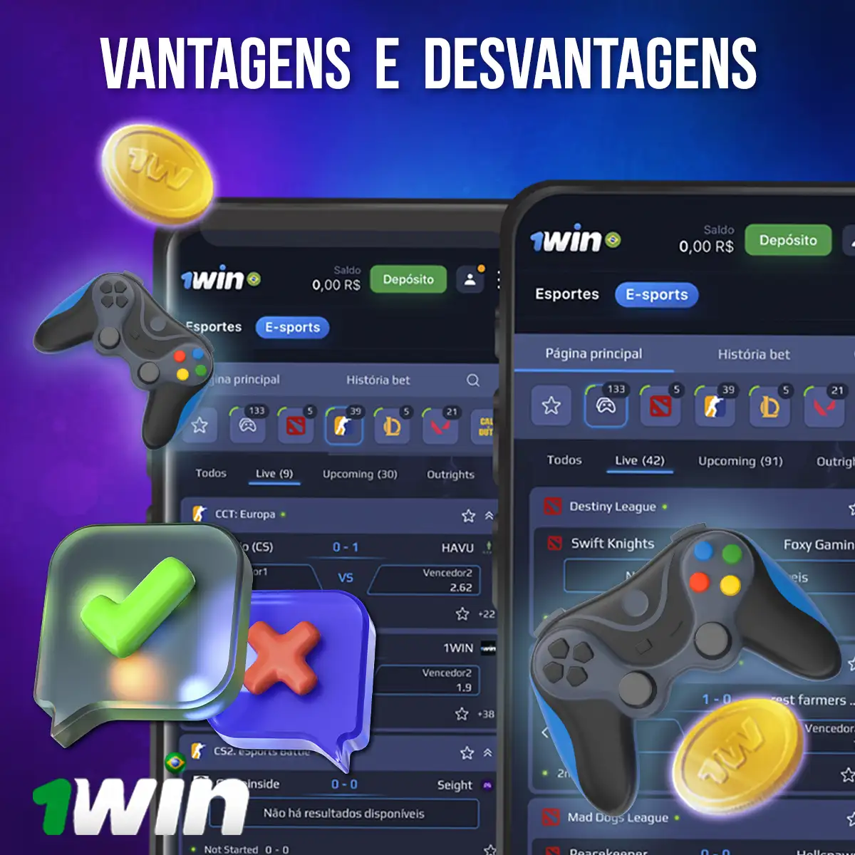 Montage of 1win esports market screens