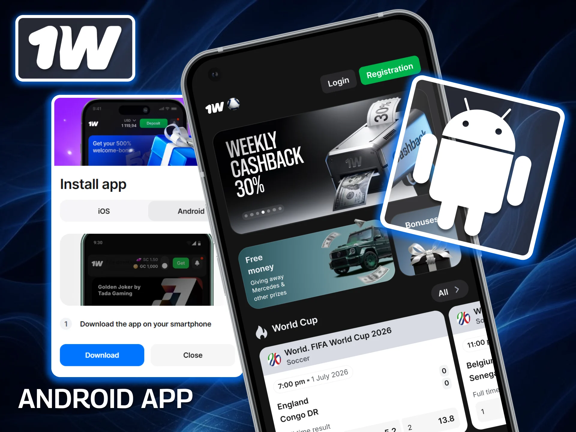 Aplicativo 1win: Android e iOS